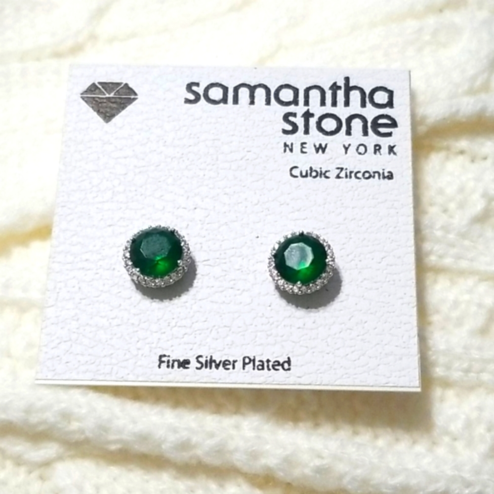Post green gemstone earrings